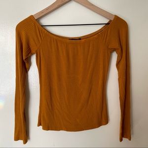orange off the shoulder long sleeve